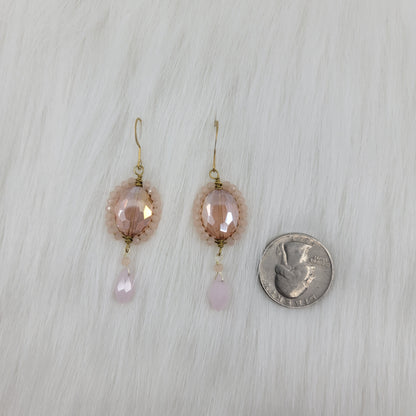 Crystal Beads Wrapped Teardrop Earrings With Drop Crystal