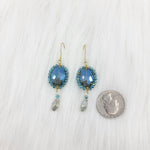 Crystal Beads Wrapped Teardrop Earrings With Drop Crystal