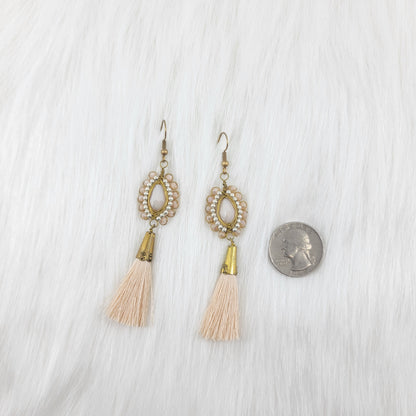 Oval Crystal Wire Wrapped Earrings With Tassels