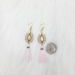 Oval Crystal Wire Wrapped Earrings With Tassels