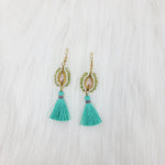Oval Crystal Wire Wrapped Earrings With Tassels