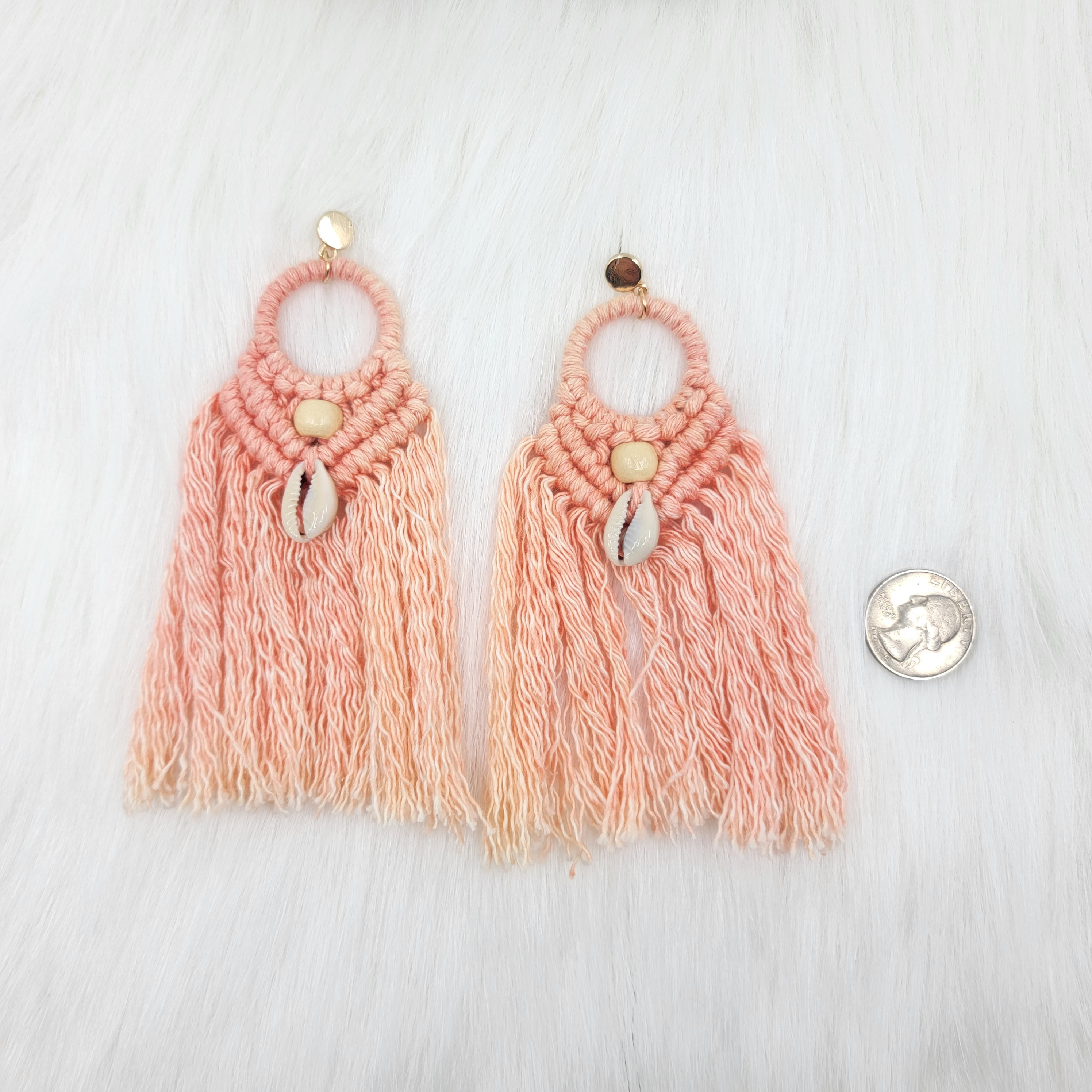 Macramé Earrings With Cowrie Shells