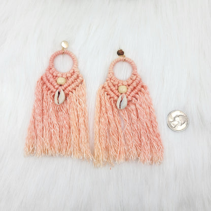 Macramé Earrings With Cowrie Shells