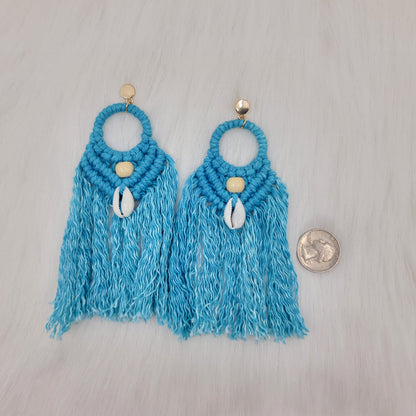Macramé Earrings With Cowrie Shells
