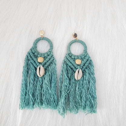 Macramé Earrings With Cowrie Shells