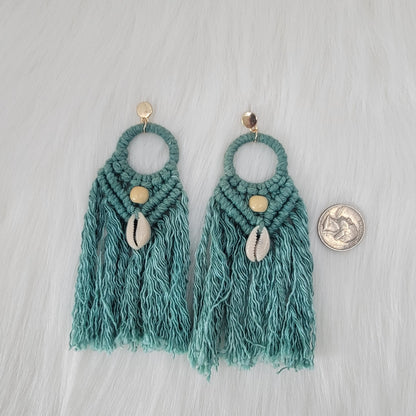 Macramé Earrings With Cowrie Shells