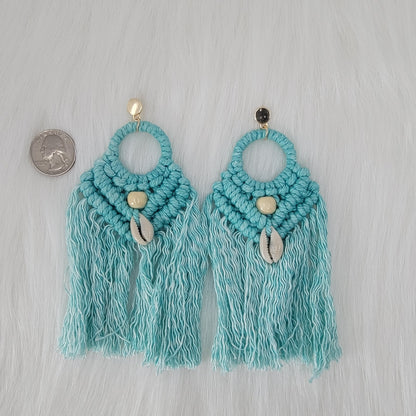 Macramé Earrings With Cowrie Shells