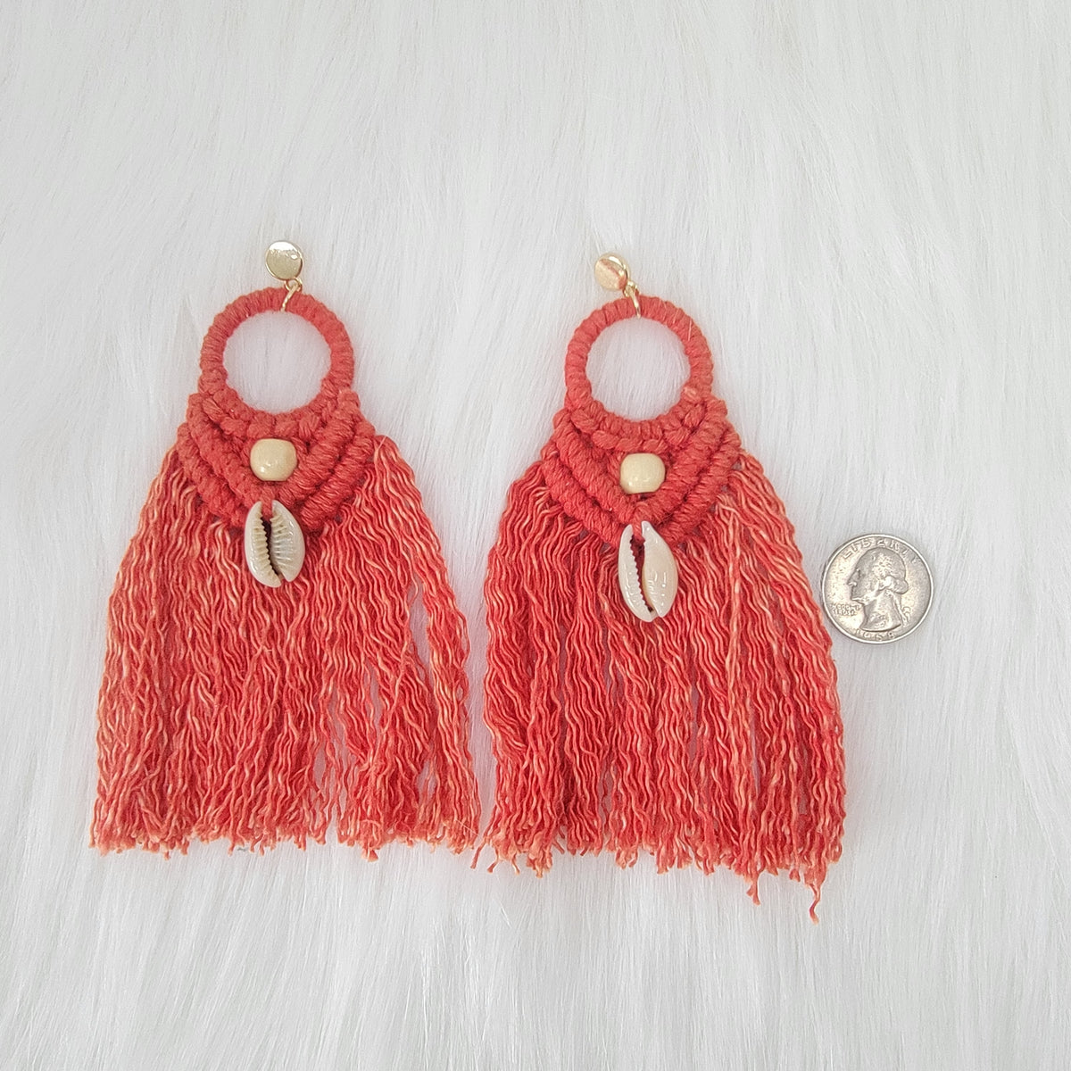 Macramé Earrings With Cowrie Shells