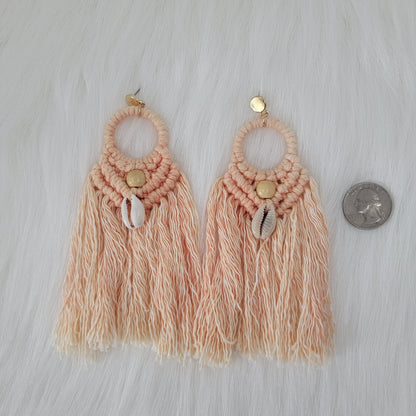 Macramé Earrings With Cowrie Shells