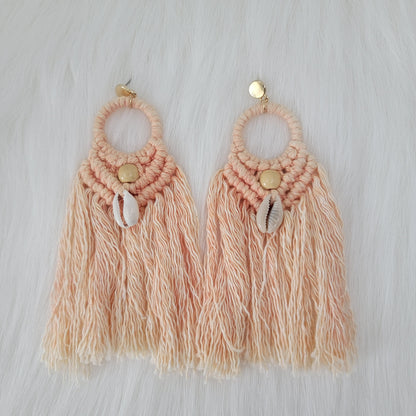 Macramé Earrings With Cowrie Shells