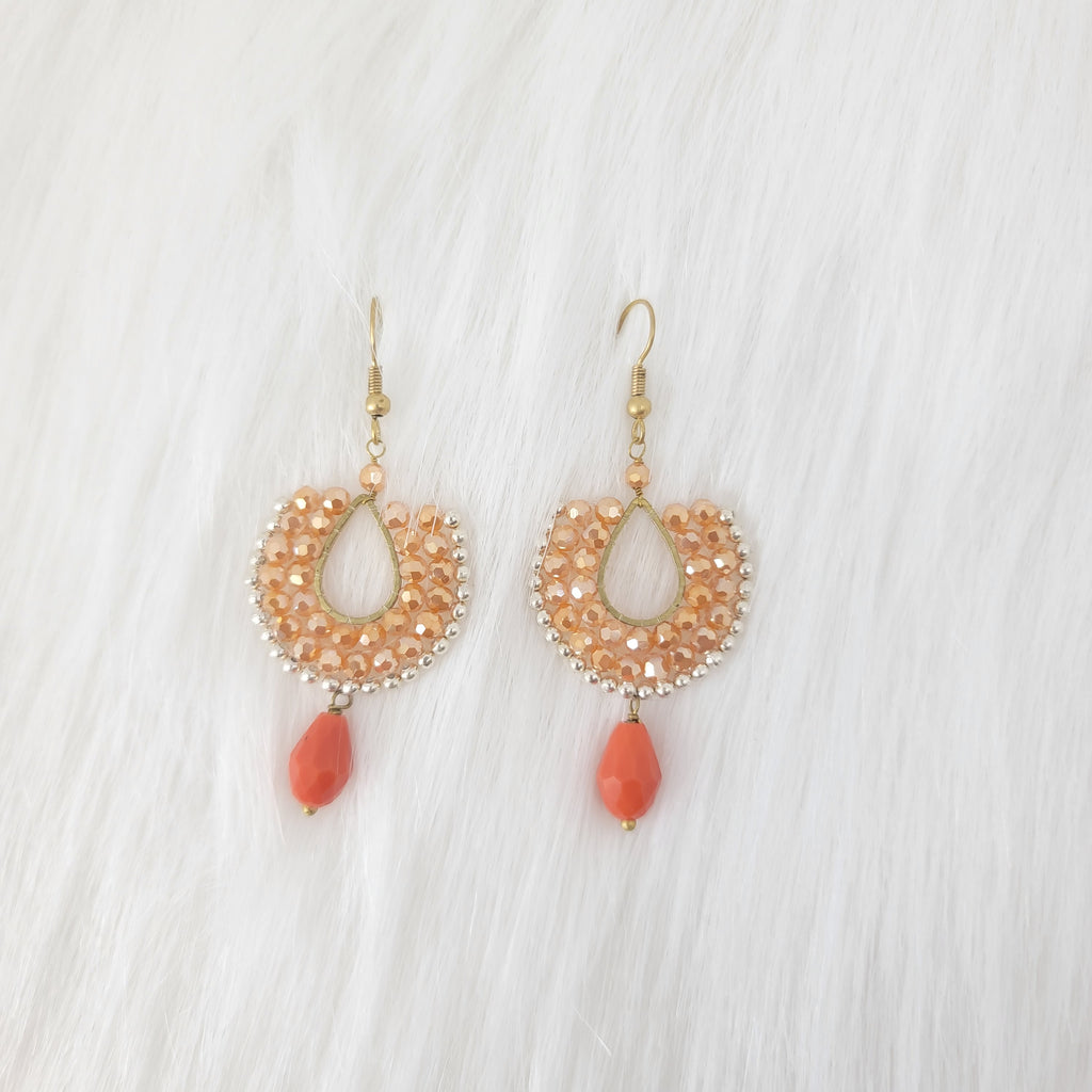Crystal Beads Wire Wrapped over Teardrop Frames With Drop Crystal