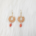 Crystal Beads Wire Wrapped over Teardrop Frames With Drop Crystal