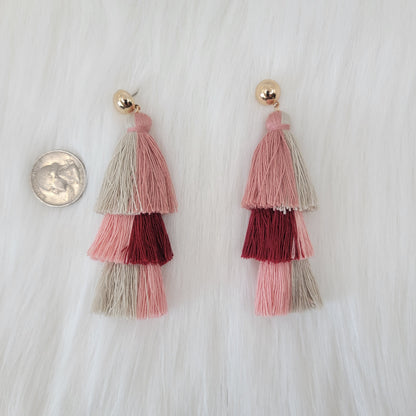 Triple Layers Tassels Earrings