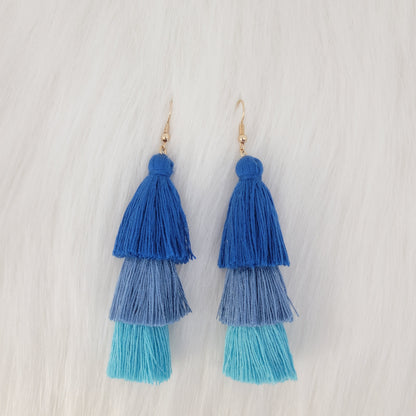 Triple Layers Tassels Earrings