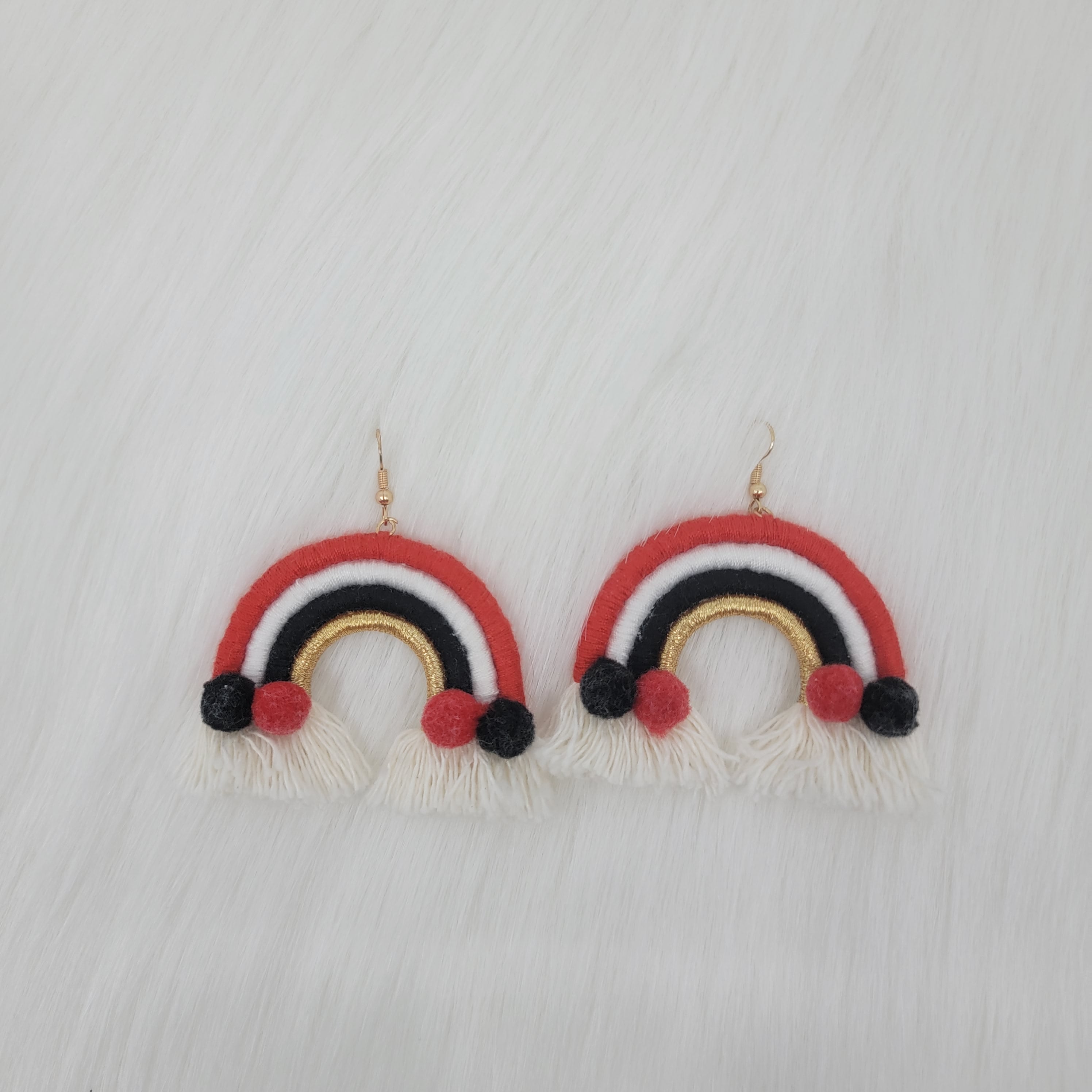 Rainbow Earrings With Pompom