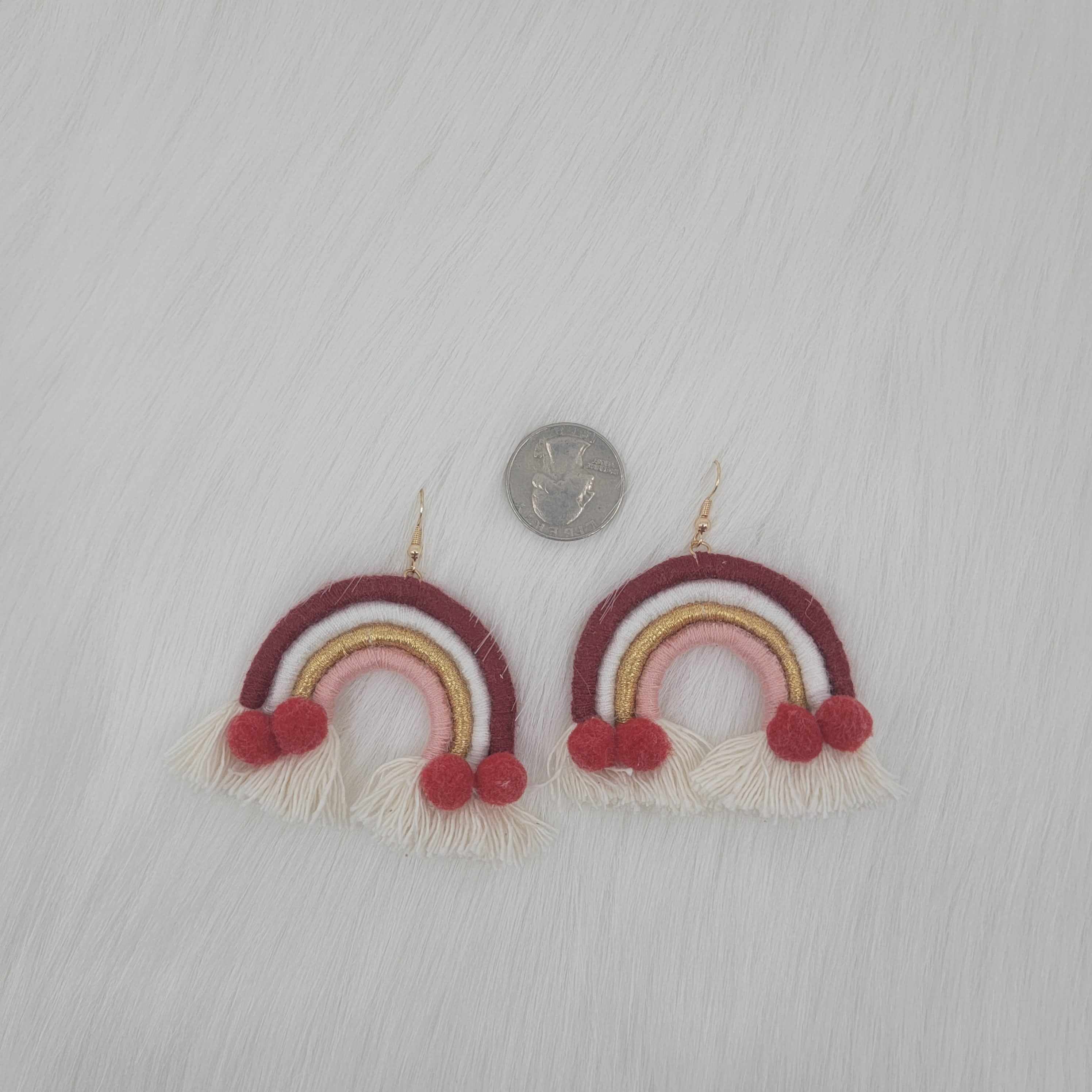 Rainbow Earrings With Pompom