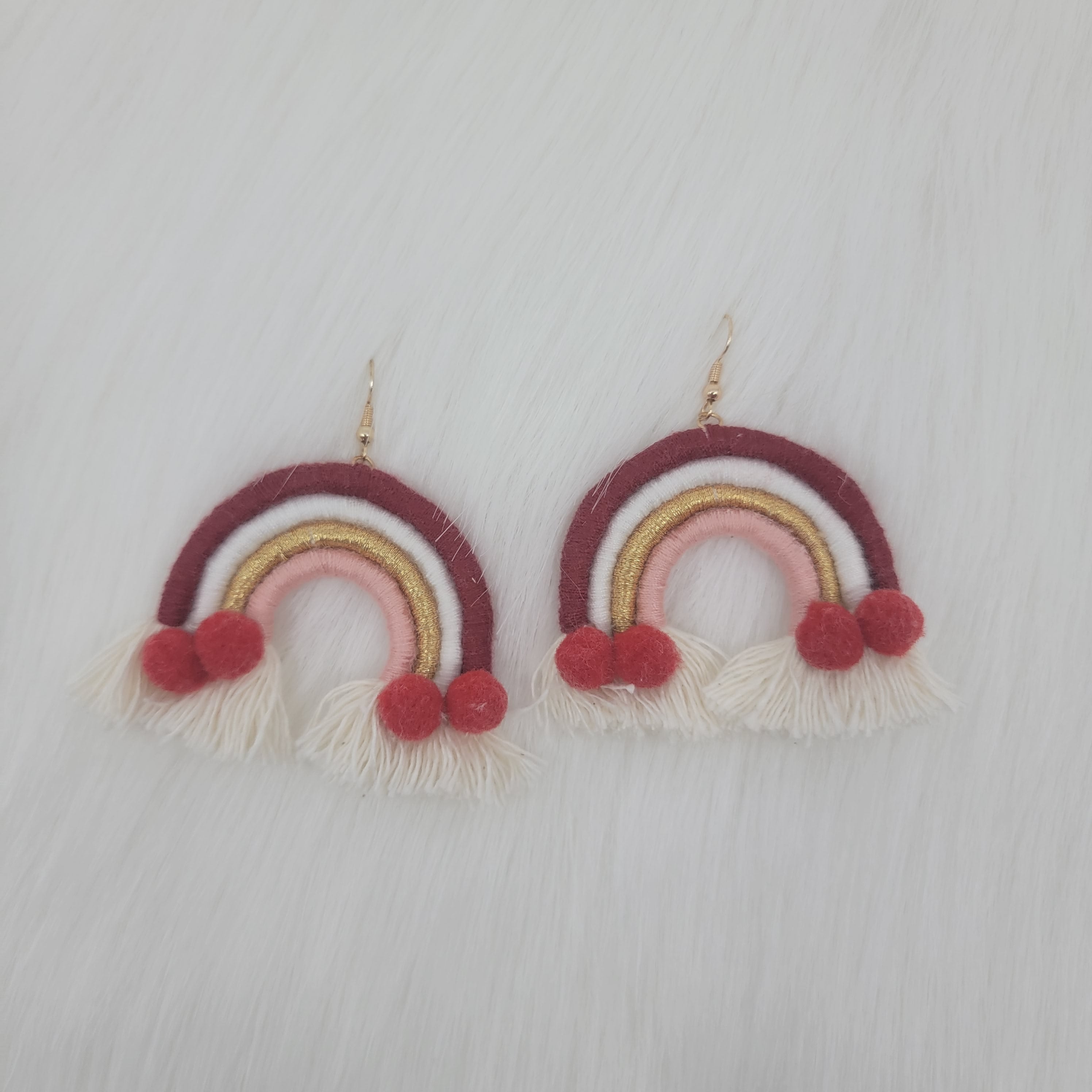 Rainbow Earrings With Pompom