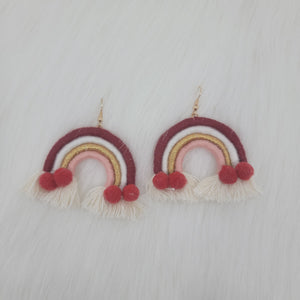 Rainbow Earrings With Pompom