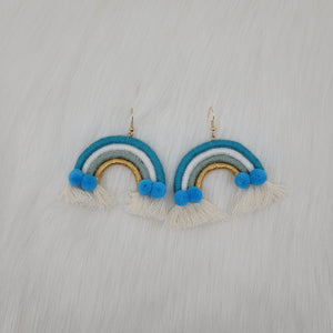 Rainbow Earrings With Pompom