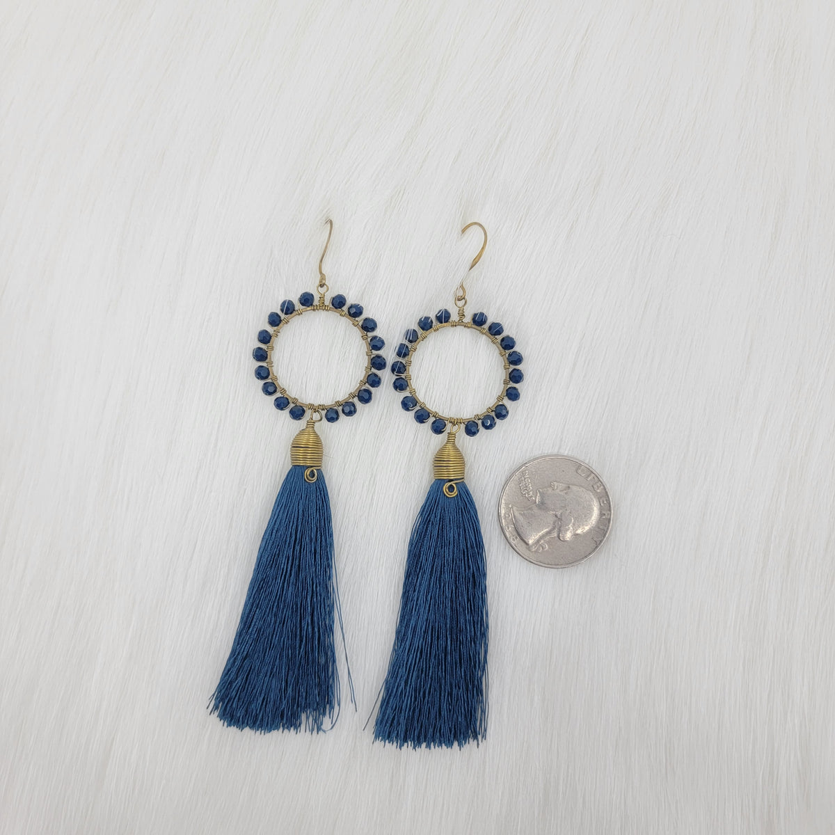 Circle Crystal Beads Wire Wrapped With Silk Tassels