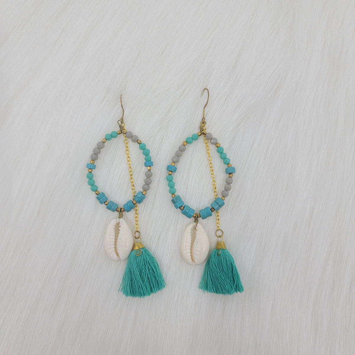 Crystal Beads With Tassels and Cowrie Shell