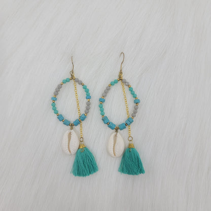 Crystal Beads With Tassels and Cowrie Shell