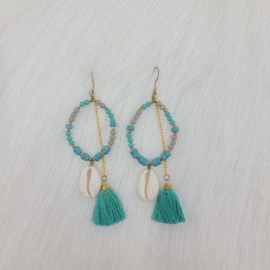 Crystal Beads With Tassels and Cowrie Shell