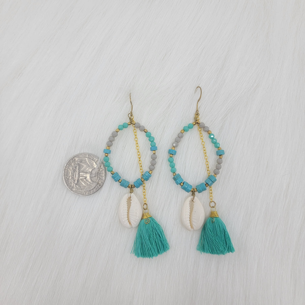 Crystal Beads With Tassels and Cowrie Shell