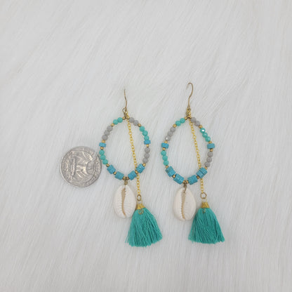 Crystal Beads With Tassels and Cowrie Shell