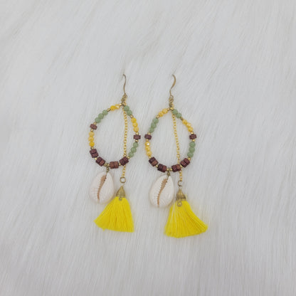 Crystal Beads With Tassels and Cowrie Shell