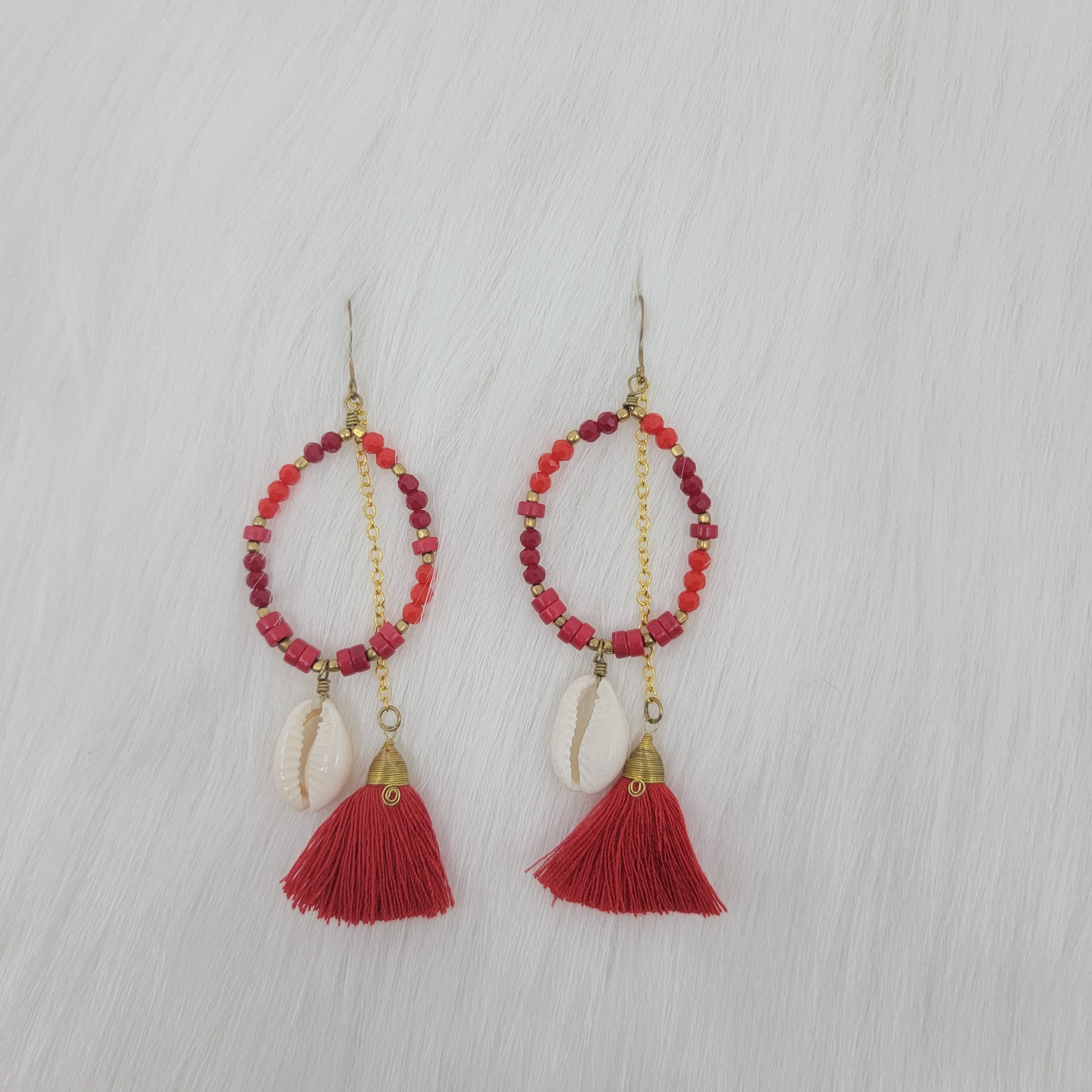 Crystal Beads With Tassels and Cowrie Shell