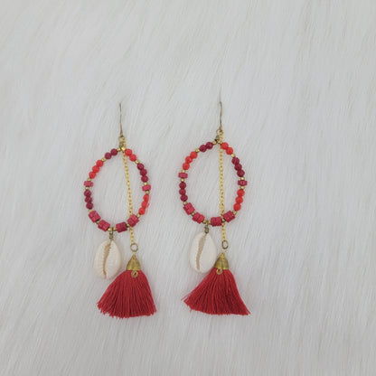 Crystal Beads With Tassels and Cowrie Shell