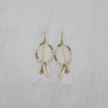 Crystal Beads With Tassels and Cowrie Shell