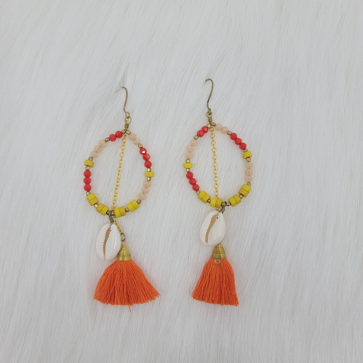 Crystal Beads With Tassels and Cowrie Shell