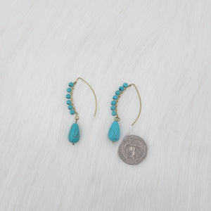 Turquoise Wrapped Brass Hooks Earrings