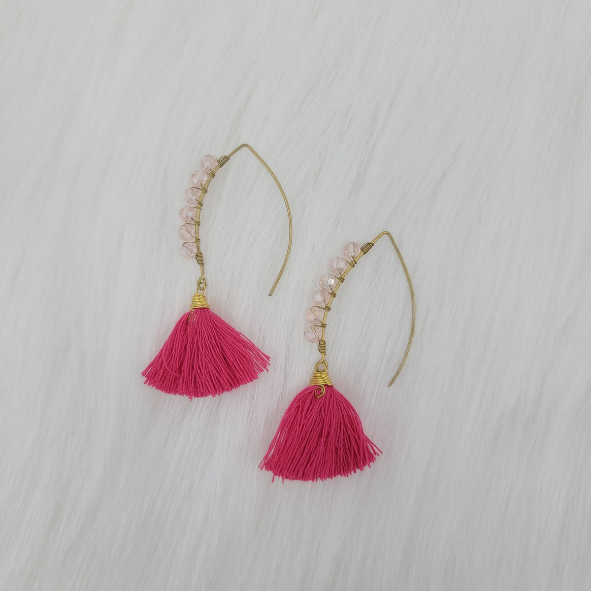 Crystal Wrapped Over Hooks With Tassels