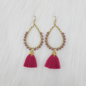 Crystal Wrapped Teardrop With Tassels Earrings