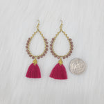 Crystal Wrapped Teardrop With Tassels Earrings