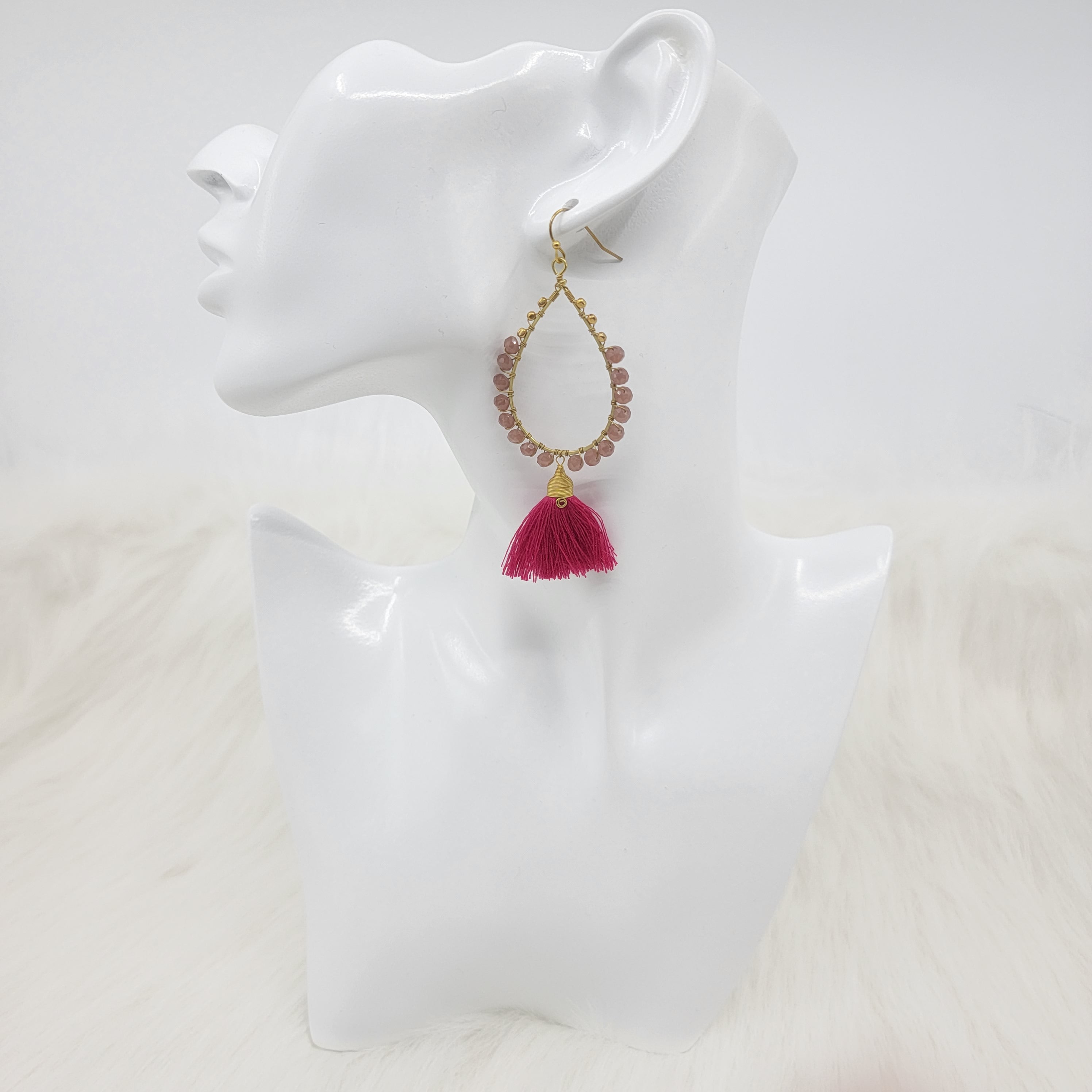 Crystal Wrapped Teardrop With Tassels Earrings