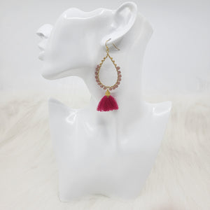 Crystal Wrapped Teardrop With Tassels Earrings