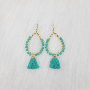 Crystal Wrapped Teardrop With Tassels Earrings