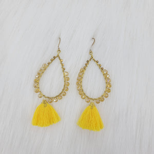 Crystal Wrapped Teardrop With Tassels Earrings