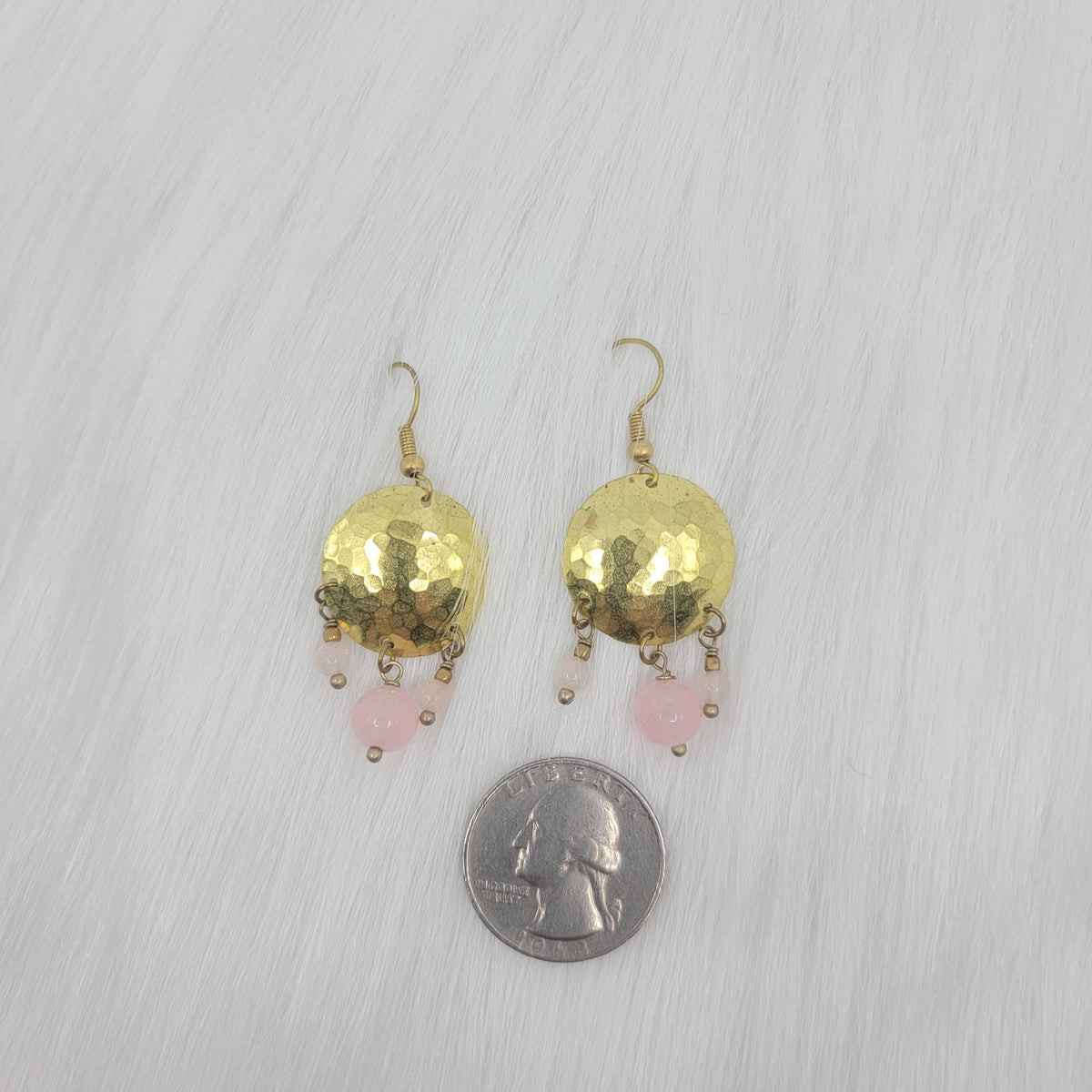 Brass Circle Hammered With Gemstone Beads