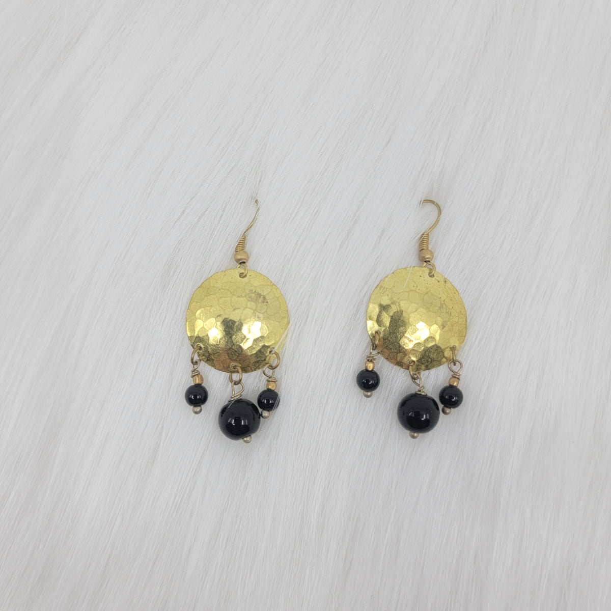 Brass Circle Hammered With Gemstone Beads