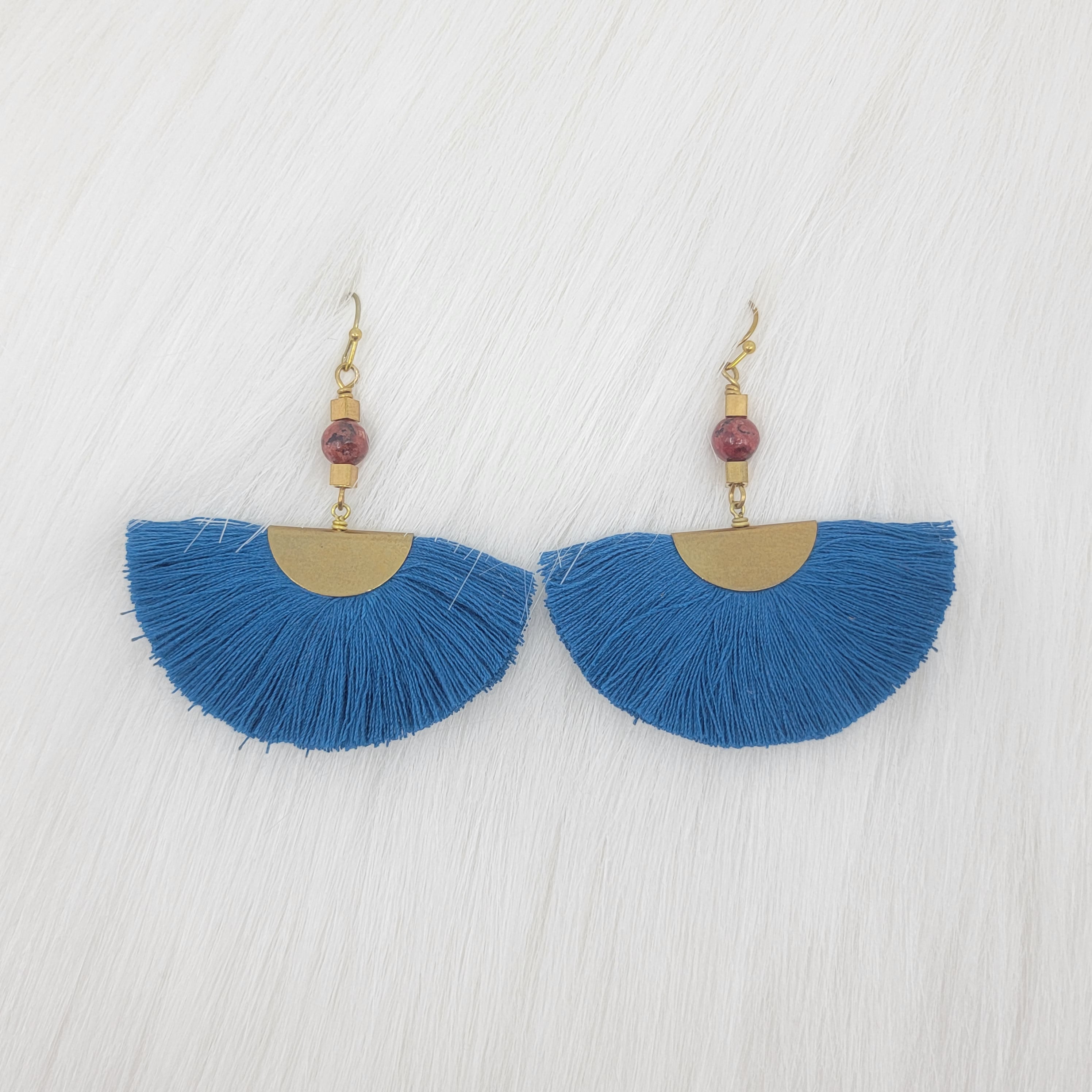 Fan Tassels Brass Earrings