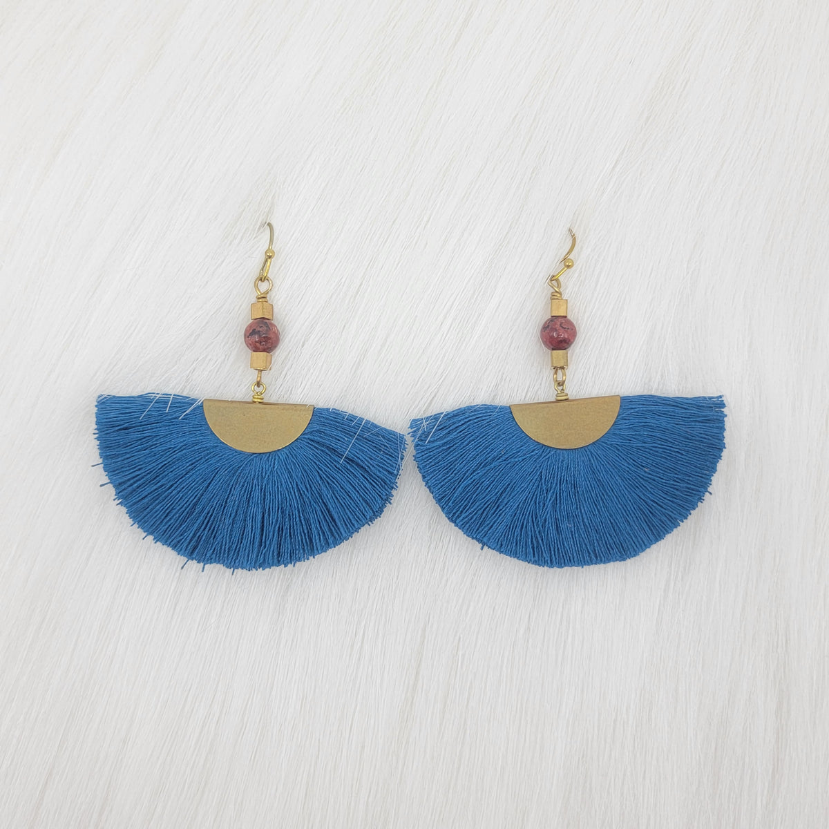 Fan Tassels Brass Earrings