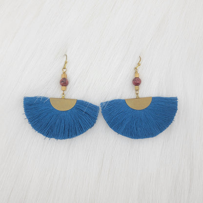 Fan Tassels Brass Earrings