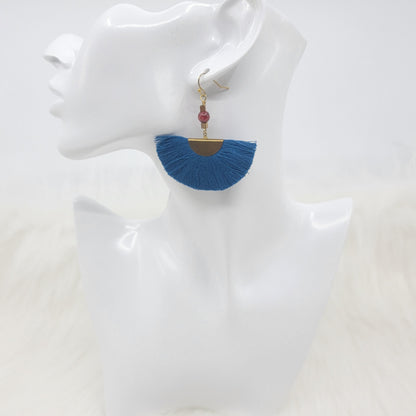 Fan Tassels Brass Earrings
