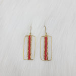 Minimal Brass Rectangle With Crystal Earrings