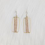 Minimal Brass Rectangle With Crystal Earrings